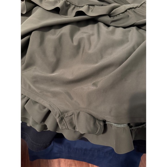 SHEKINI Women Olive Green Wrap Ruffle Swim Dress Tunic M - Picture 11 of 12